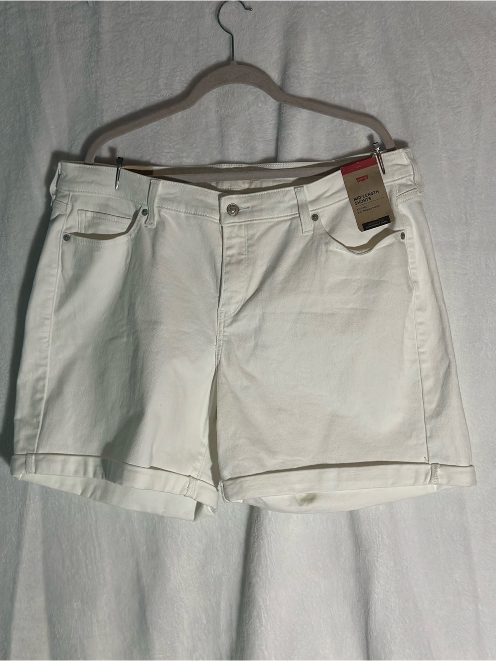 Levi's Crisp White Mid Length/Rise Denim Shorts